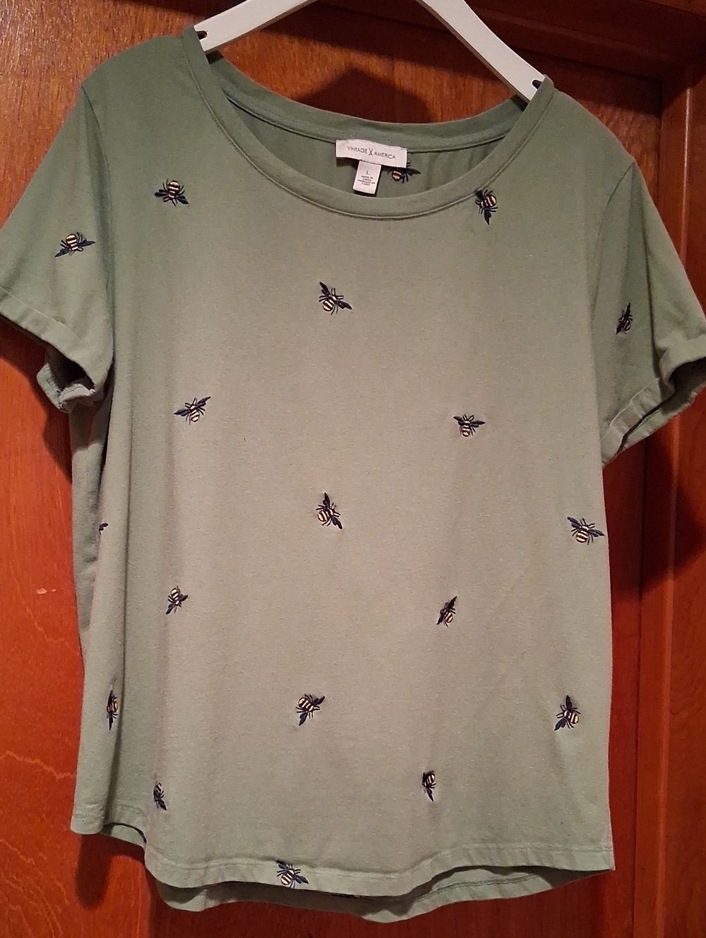 Vintage America Sage Green Bee Tee (#276)